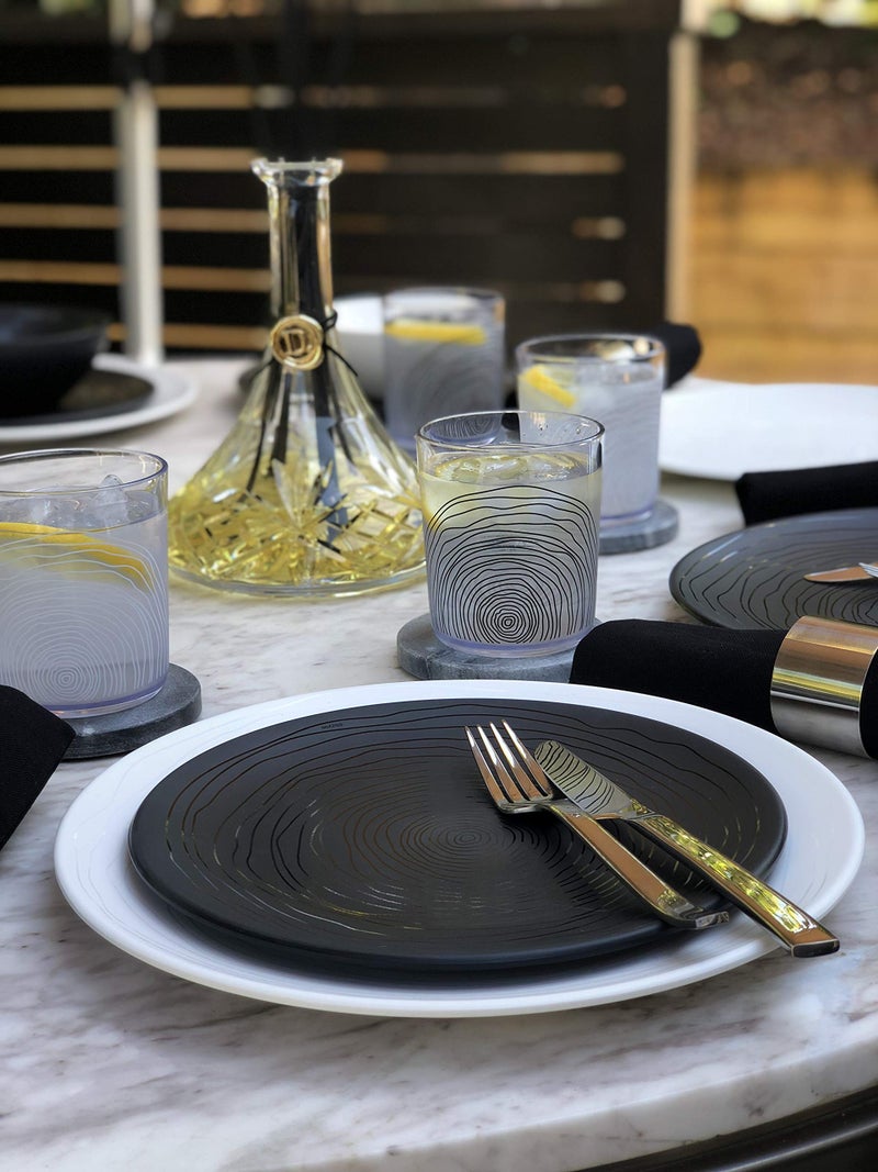 Bzyoo 12 Piece Melamine Dinnerware Set - Durable, Dishwasher Safe Organica Black Plates and Bowls Sets Casual Dish Set for Dining, Outdoor and Kitchen - Image 3